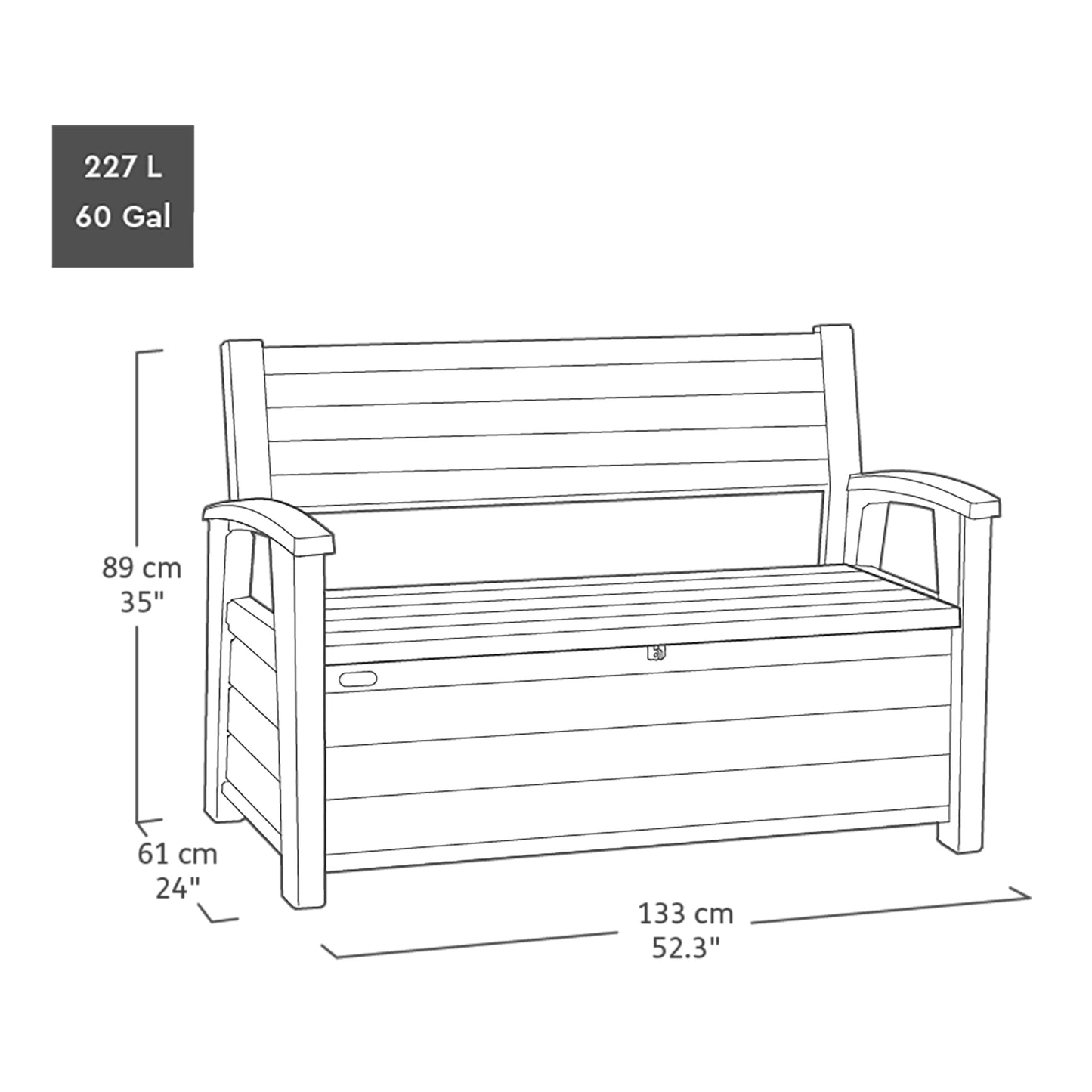 227L Outdoor Garden Storage Bench with Hidden Storage & 2 Person Seating