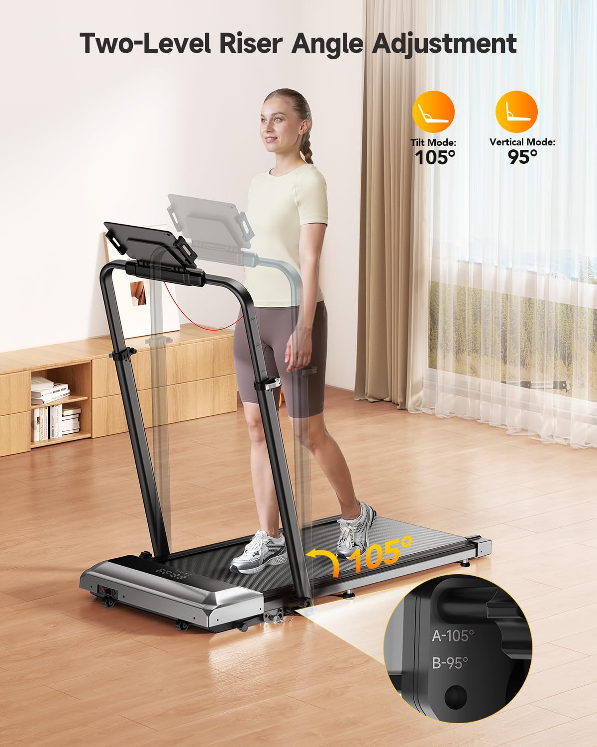 6-in-1 Folding Treadmill with Adjustable Incline, Handrail & Smart Display