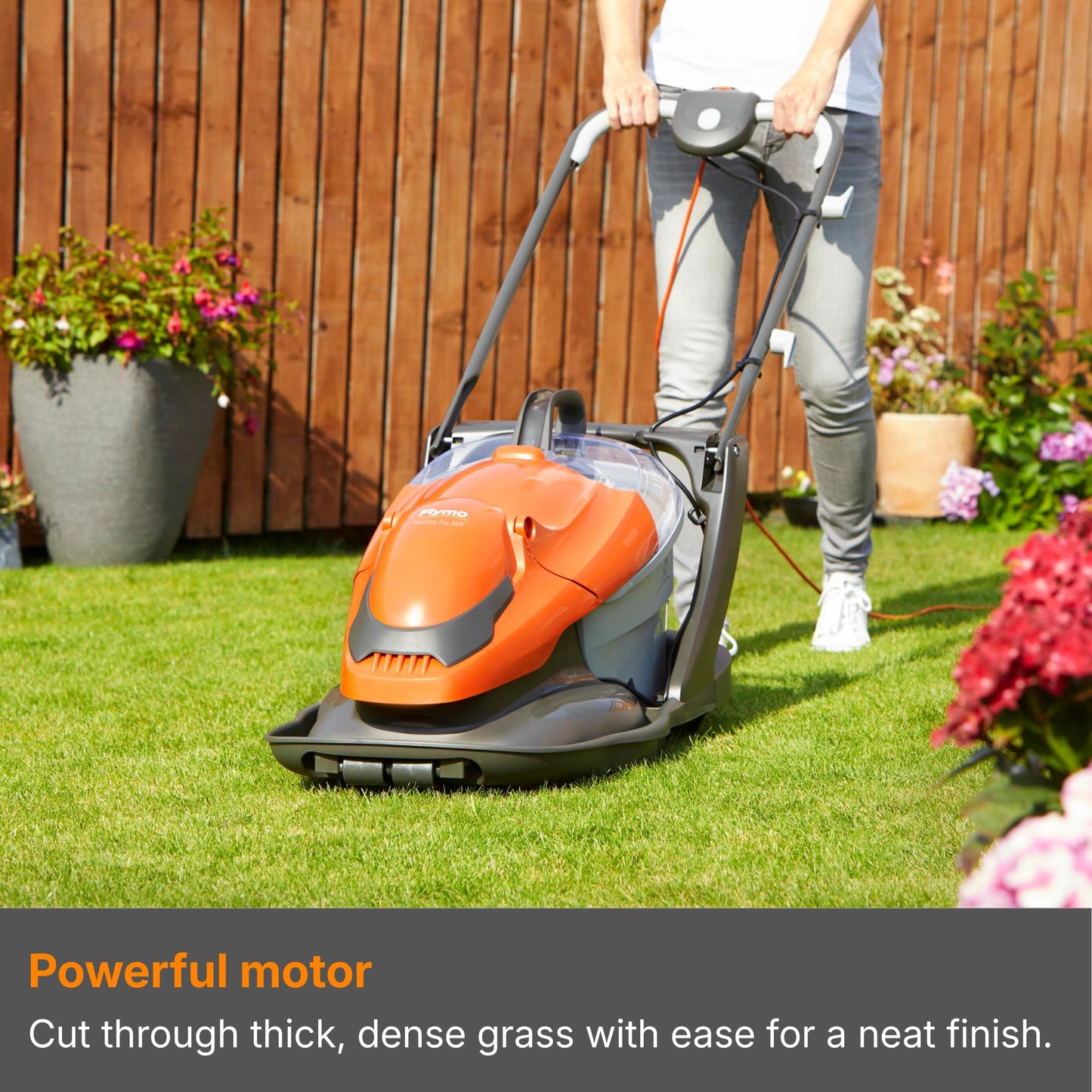 1800W Hover Lawn Mower with 36cm Cutting Width & 26L Grass Box