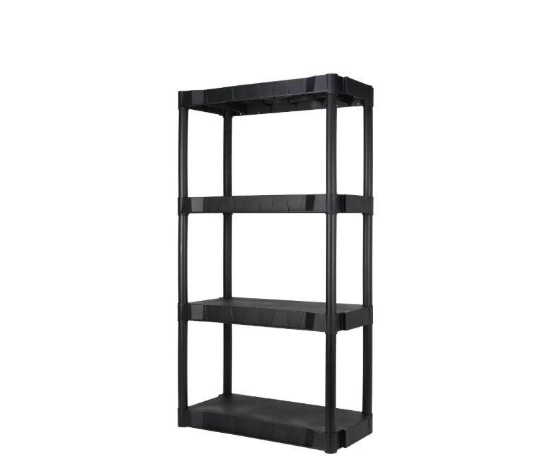 4-Tier Black Plastic Storage Shelving Unit,280 lb Capacity, 56.2x30x13.8 in