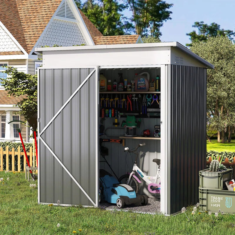 5 Ft. W X 3 Ft. D Metal Lean-To Garden Shed