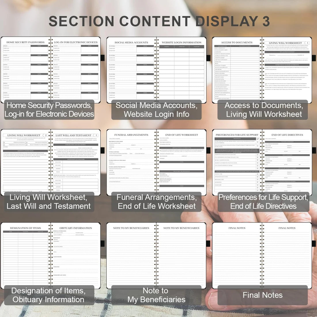 Velora End of Life Planner – Estate Planning & Important Information Organizer | Final Wishes & Legacy Workbook